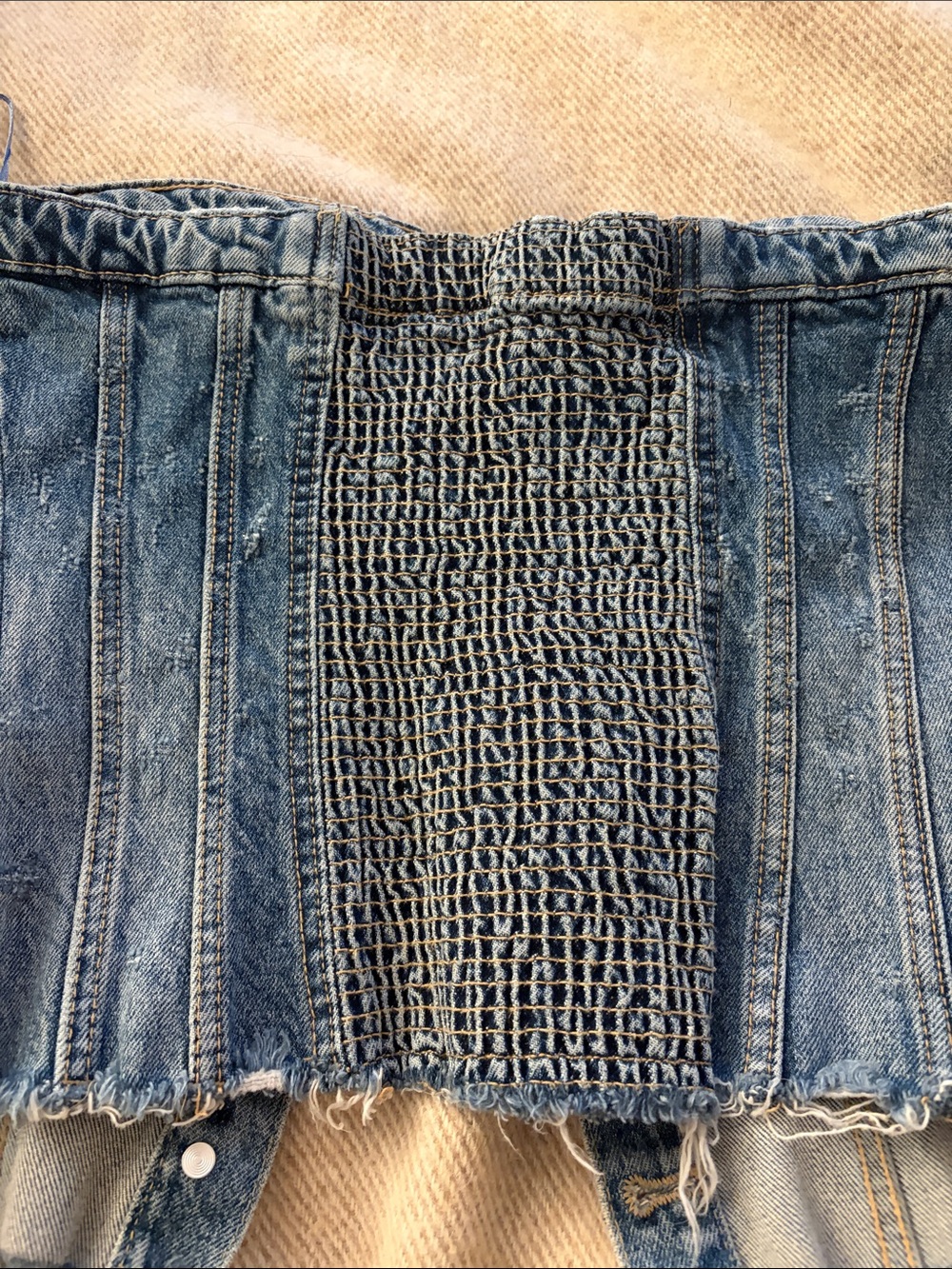 ZARA Denim Corset Top - Light Blue Button Front Size L - Picture 8 of 8